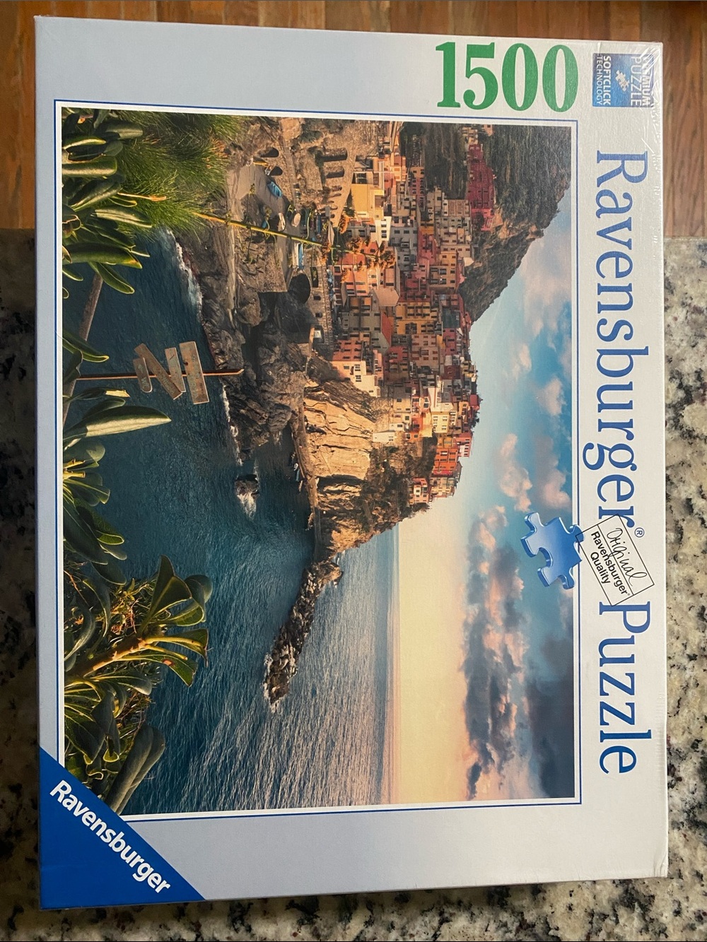 Ravensburger Coastal Village Puzzle — Blue, Green, Orange, Pink